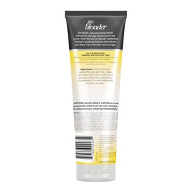 John Frieda Sheer Blonde Go Blonder bottle with swatch illustrating lightening nuance.