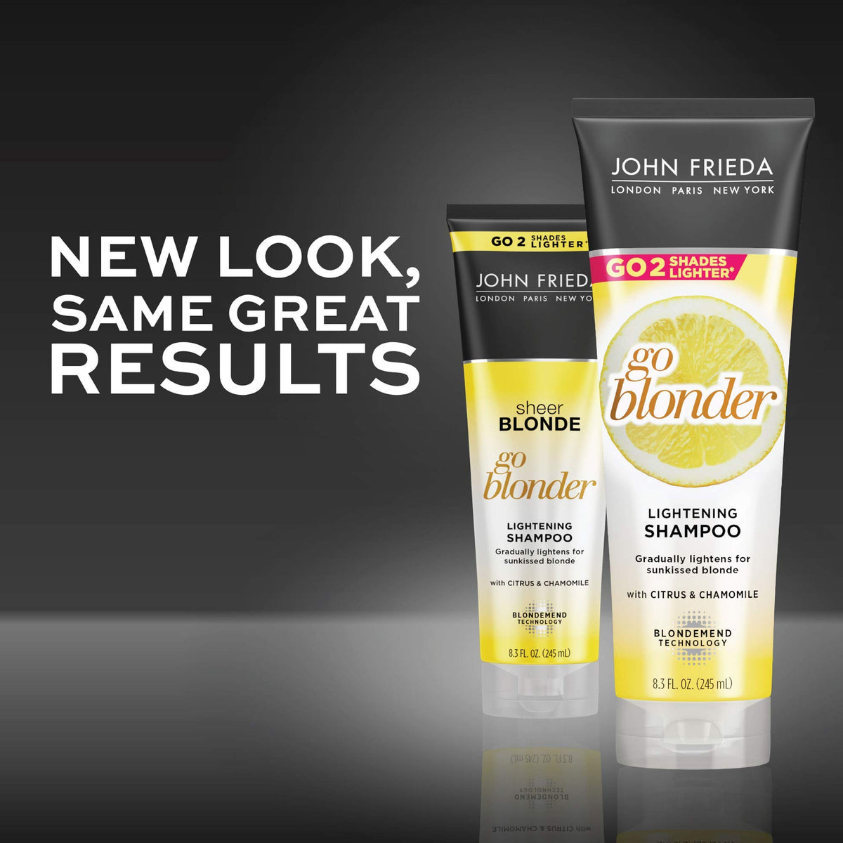 John Frieda Sheer Blonde shampoo packaging on shelf highlighting easy daily cleansing