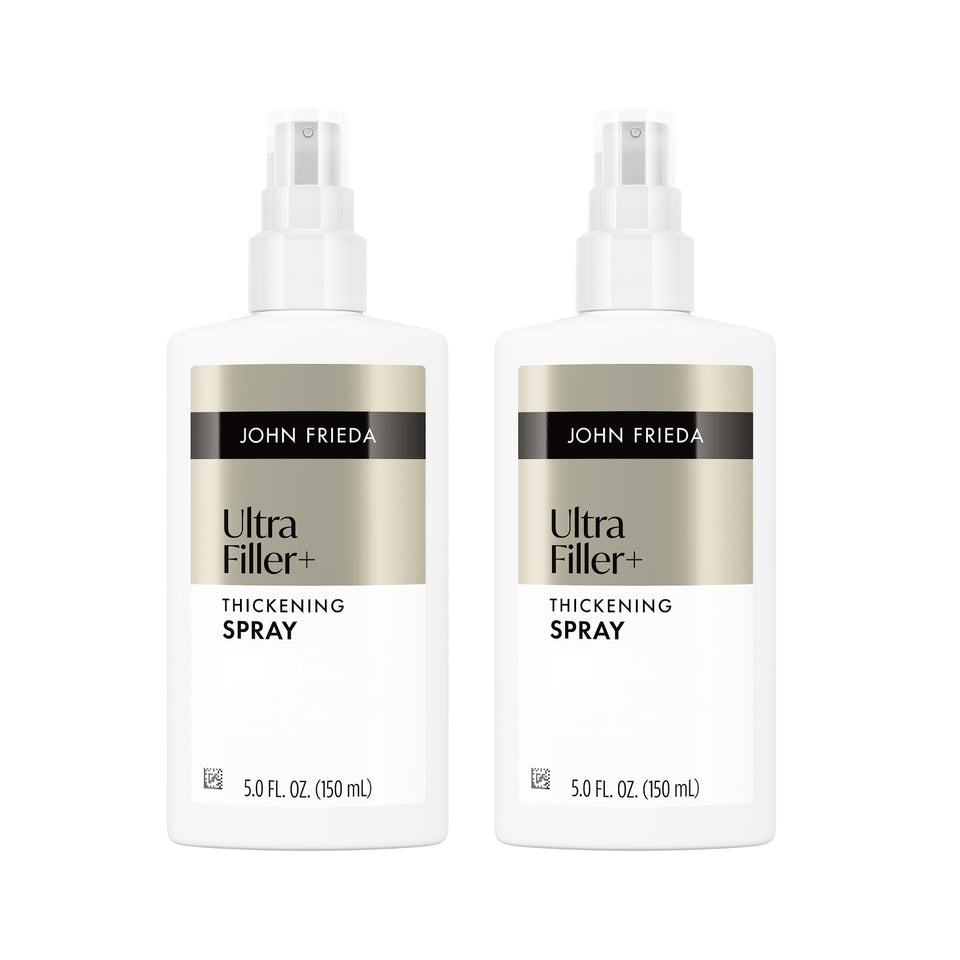John Frieda ULTRAfiller+ bottle tilt for quick thickening prep.