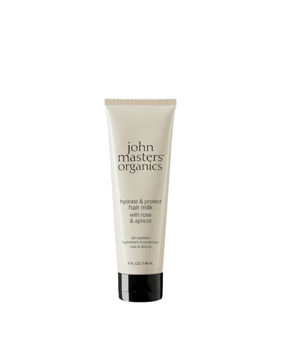 John Masters Organics Hydrate & Protect Hair Milk bottle with rose and apricot for daily hydration