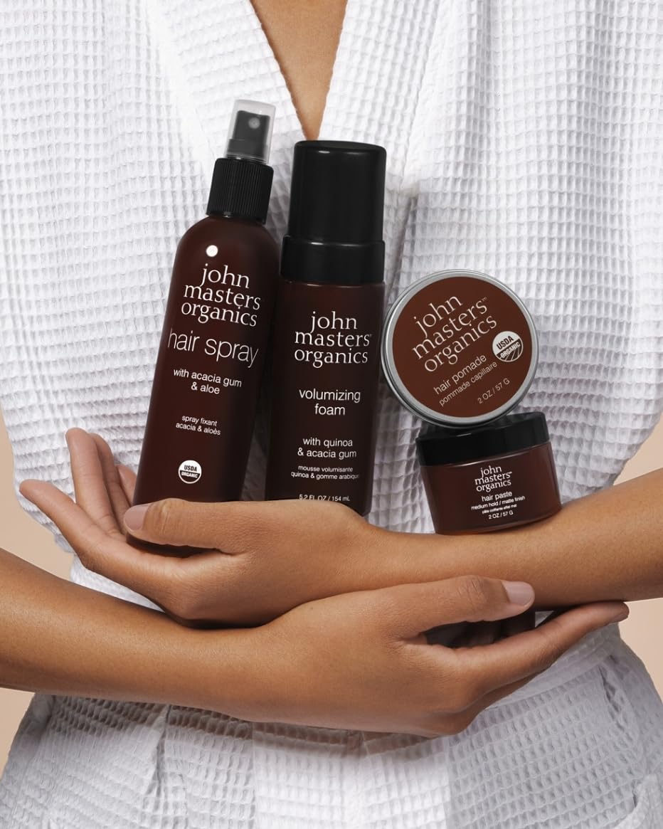 Styled hair showcasing Volumizing Foam by John Masters Organics
