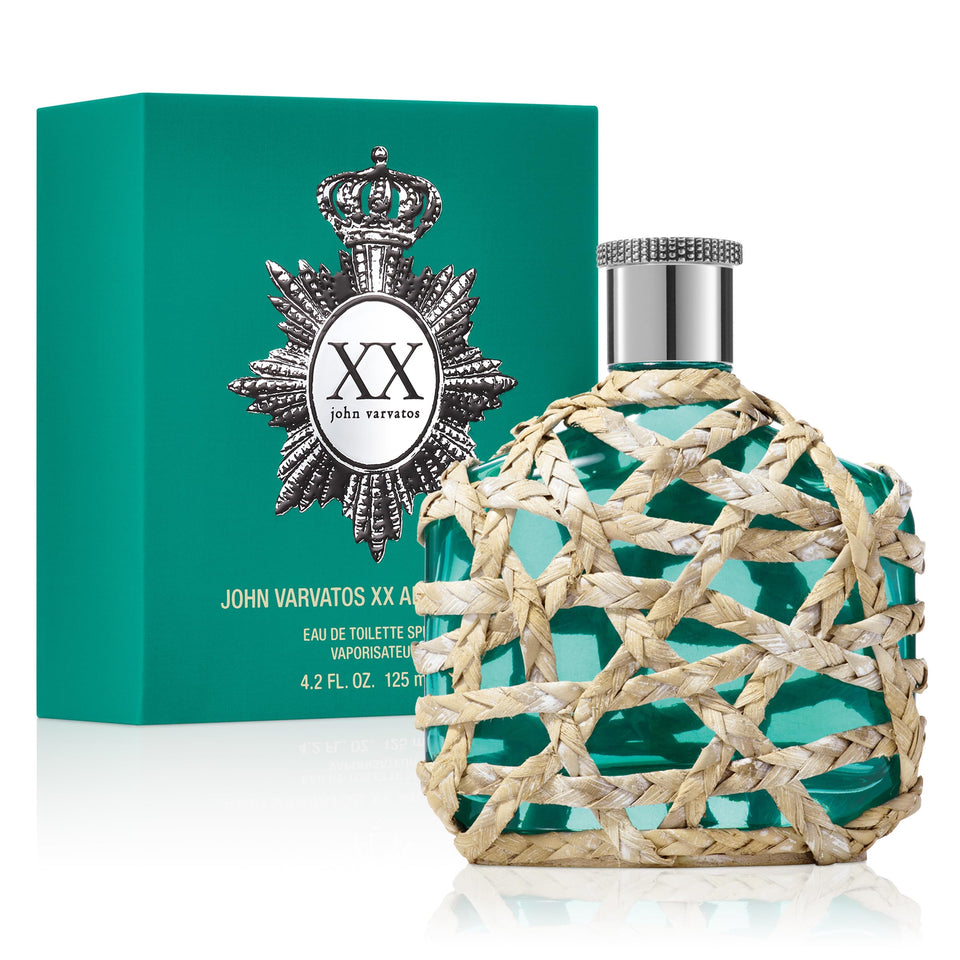 John Varvatos XX Artisan Teal bottle front view emphasizes artisanal craftsmanship and masculine style.