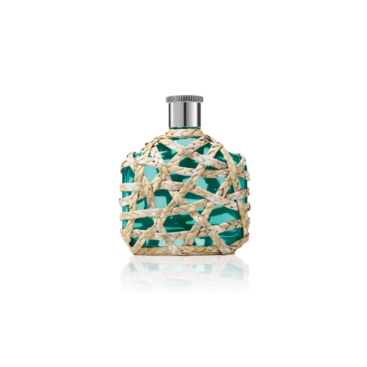 John Varvatos XX Artisan Teal mineral driftwood note close-up on bottle.