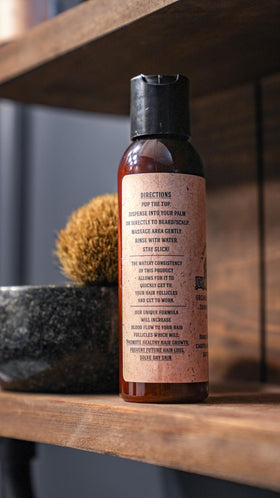 4 oz Johnny Slicks beard wash bottle ready for daily use