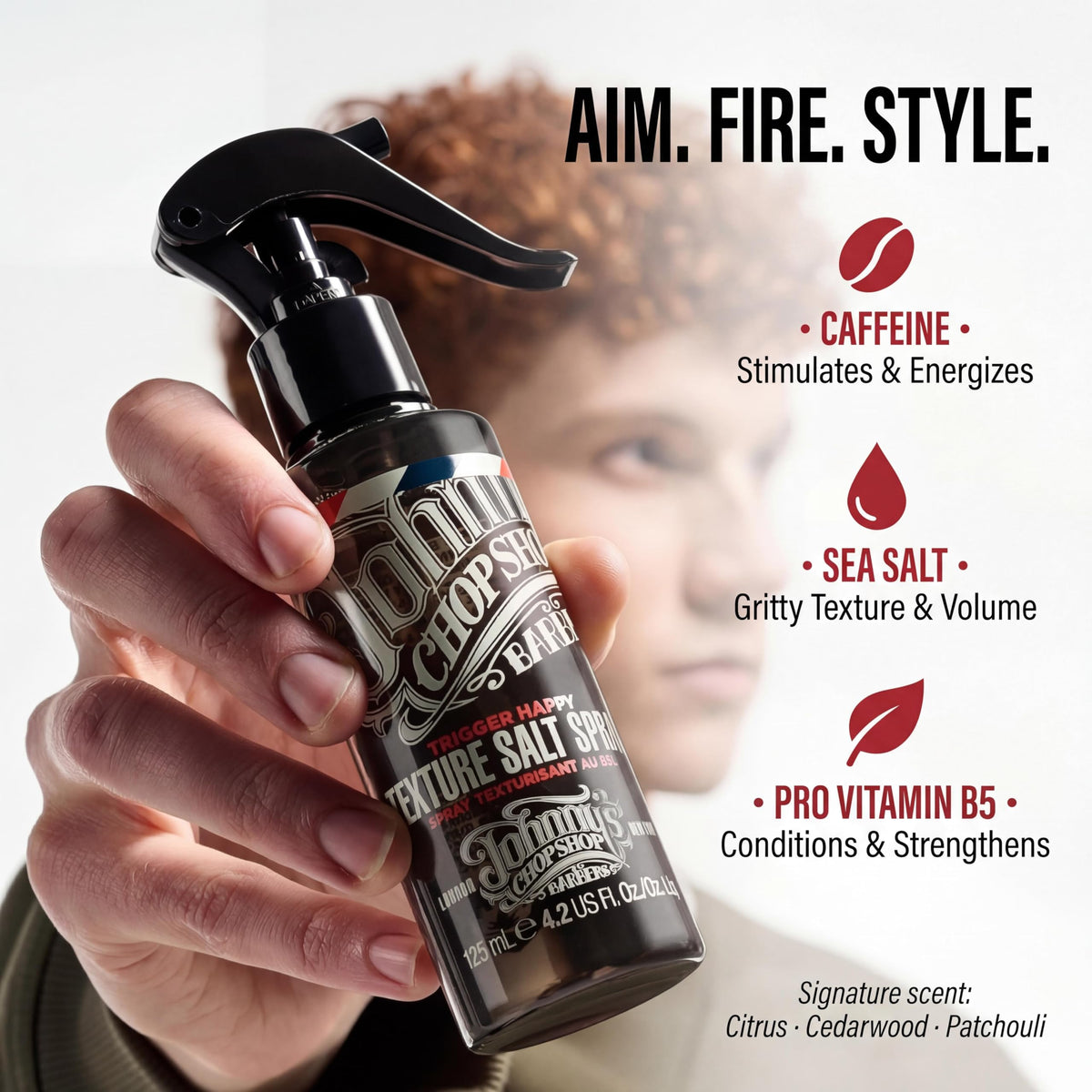 Johnny's Chop Shop Trigger Happy bottle-dispense demonstrates easy spray for even application.