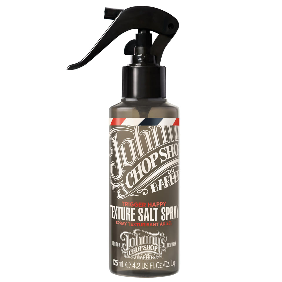 Johnny's Chop Shop Trigger Happy salt spray bottle for gritty texture and volume.