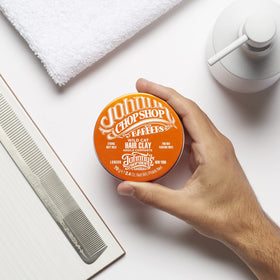 Johnny's Chop Shop Wild Cat Hair Clay matte finish for a disciplined look