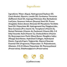 John's Vitamin E, A & D Cream made in USA label