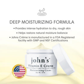 John's Vitamin E, A & D Cream texture close-up shows rich formula