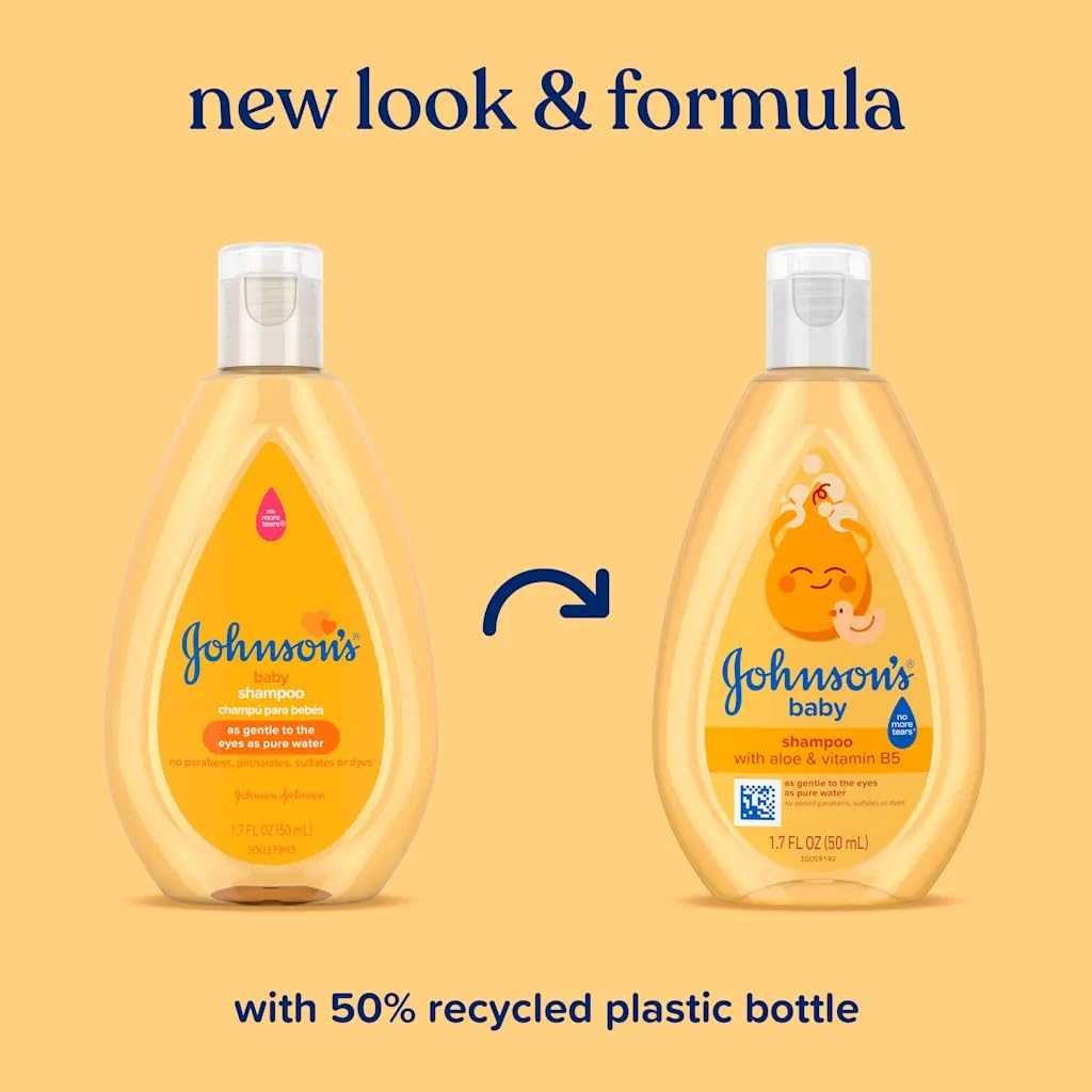 Johnson's Baby Shampoo No More Tears close-up shows tear-free formula for infants