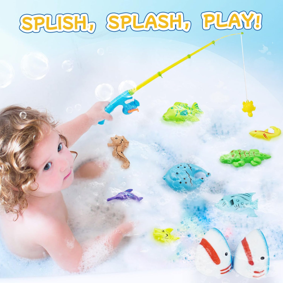 JOI MEW 8-bomb set with 9 fishing toys fuels imaginative water play.