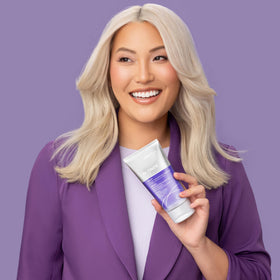Joico Blonde Life Masque application demonstrates smoother, even-toned blonde strands.