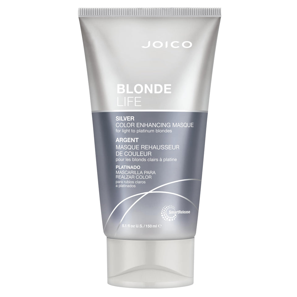 Joico Blonde Life Masque bottle delivering rich silver tone nourishment for blondes.