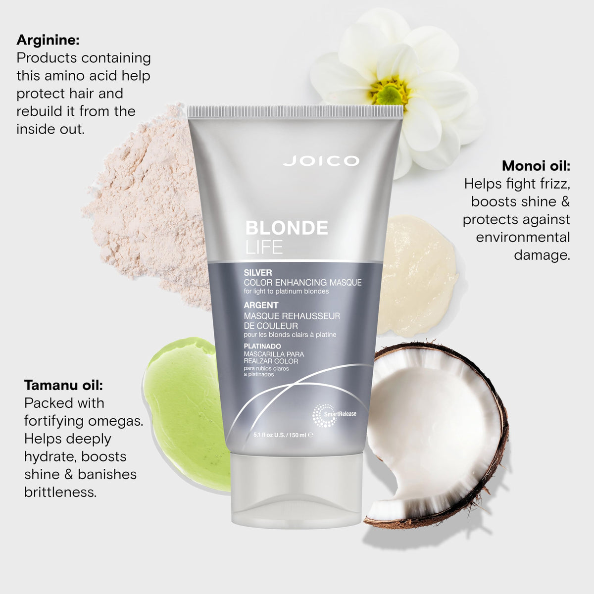 Joico Blonde Life Masque application close-up showing detangling benefits.
