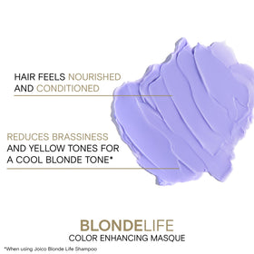 Joico Blonde Life Masque tamanu oil promotes smoother, stronger hair.