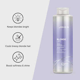 Joico Blonde Life Violet Shampoo lather demonstrates gentle cleansing for color-treated hair.