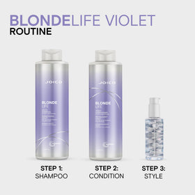 Joico Blonde Life Violet Shampoo promises smooth, shiny blonde results with sulfate-free cleansing.