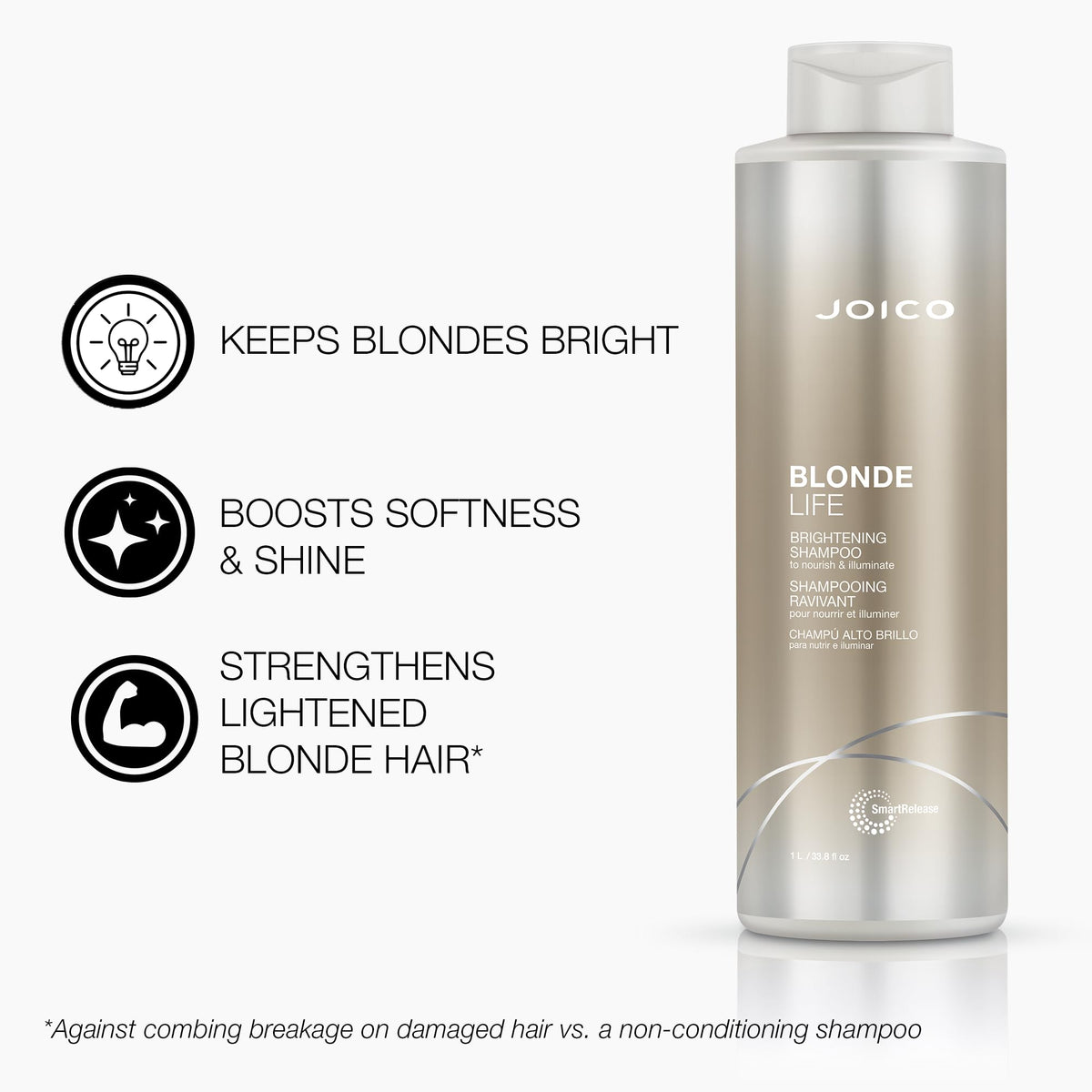 Joico Brightening Shampoo lather demonstrates rich bubbles for thorough cleansing.