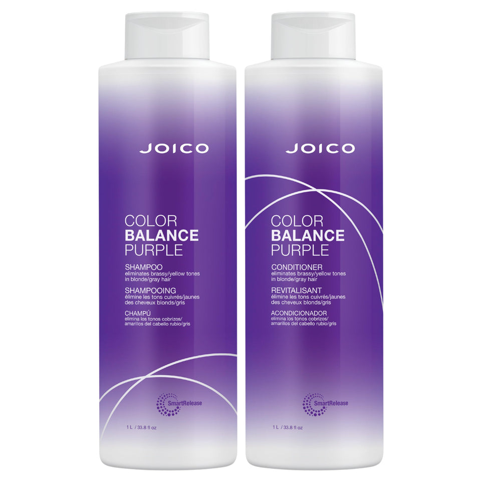 Joico Color Balance Purple Shampoo bottle showing brass-control formula