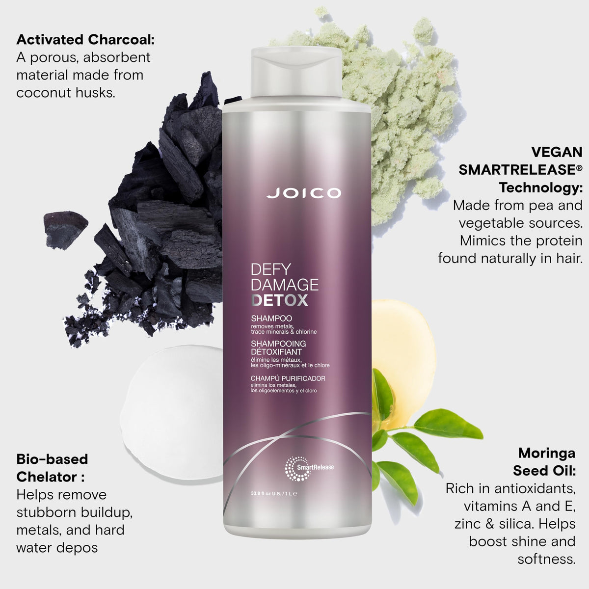 Joico Defy Damage Detox Shampoo demonstrates easy at-home detox usage between washes.