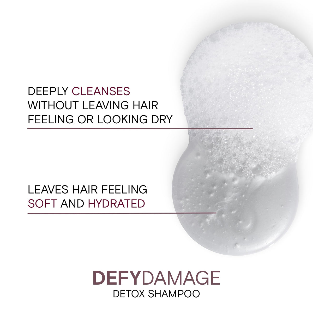 Joico Defy Damage Detox Shampoo nourishes with moringa seed oil for hydration and shine.
