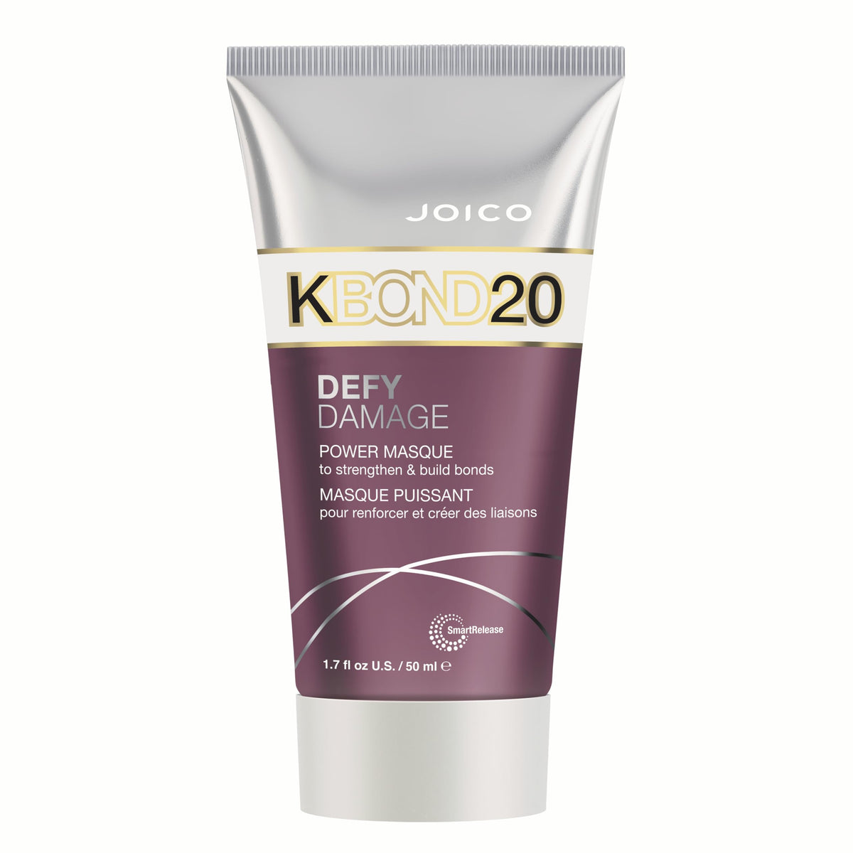 Joico Defy Damage KBOND20 Power Masque bottle highlights color-safe conditioning.