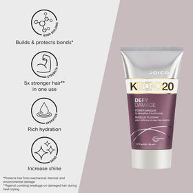 Joico Defy Damage KBOND20 Power Masque hands application demonstrates detangling ease.
