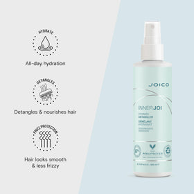 Joico InnerJoi Hydrate Detangler pump dispensing detangler for easy application.