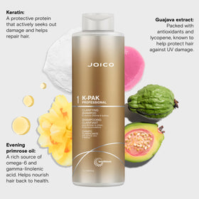 Joico K-PAK guava-fruit extract, antioxidant-rich shield against UV-related stress.