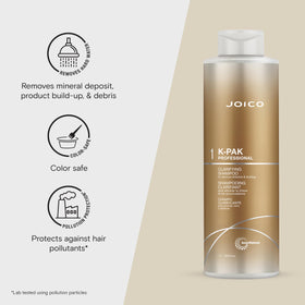 Joico K-PAK Daily Clarifying Shampoo lather, refreshes strands and washes away pollutants.