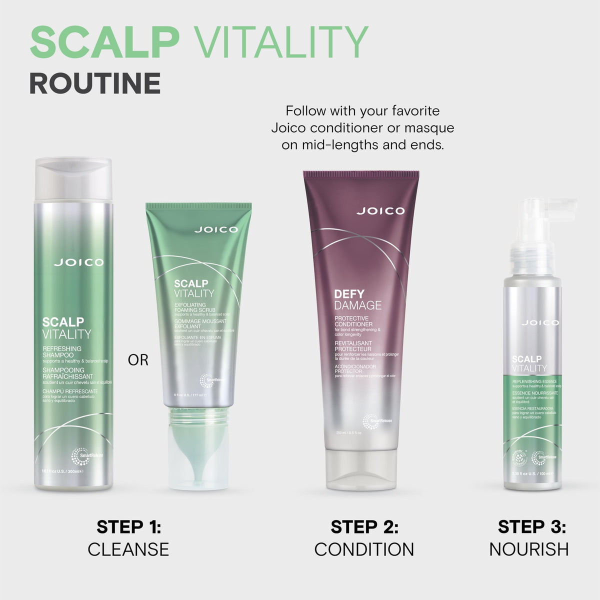 Joico Scalp Vitality foam rinse demonstrates easy wash-off