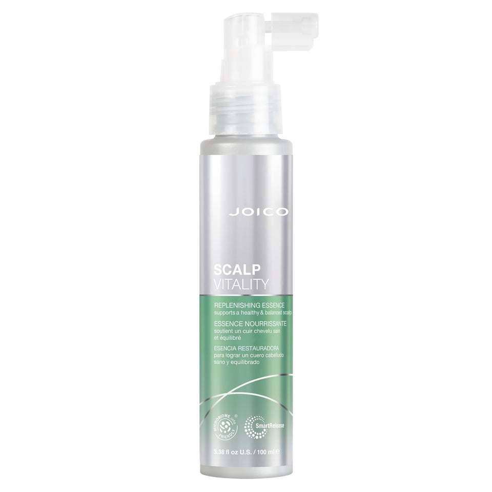 Joico Scalp Vitality Replenishing Essence bottle promotes scalp hydration.