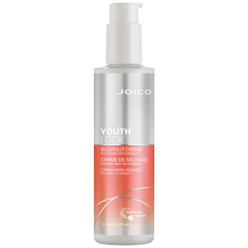Joico YouthLock Blowout Crème bottle pump for easy, even application and shine.