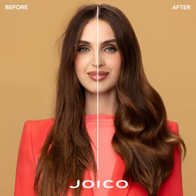 Joico YouthLock Masque label close-up emphasizing collagen-powered shine and protection.