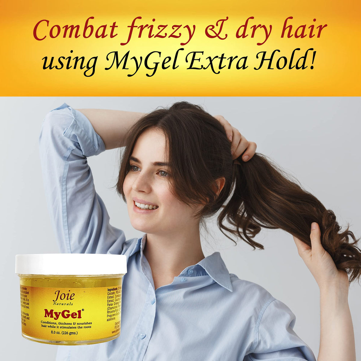 Joie MyGel label closeup with ingredients and branding