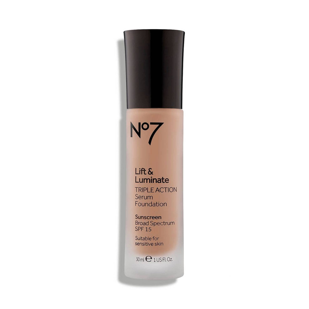 JoJo Siwa No7 Lift and Luminate foundation bottle in Warm Beige for radiant skin