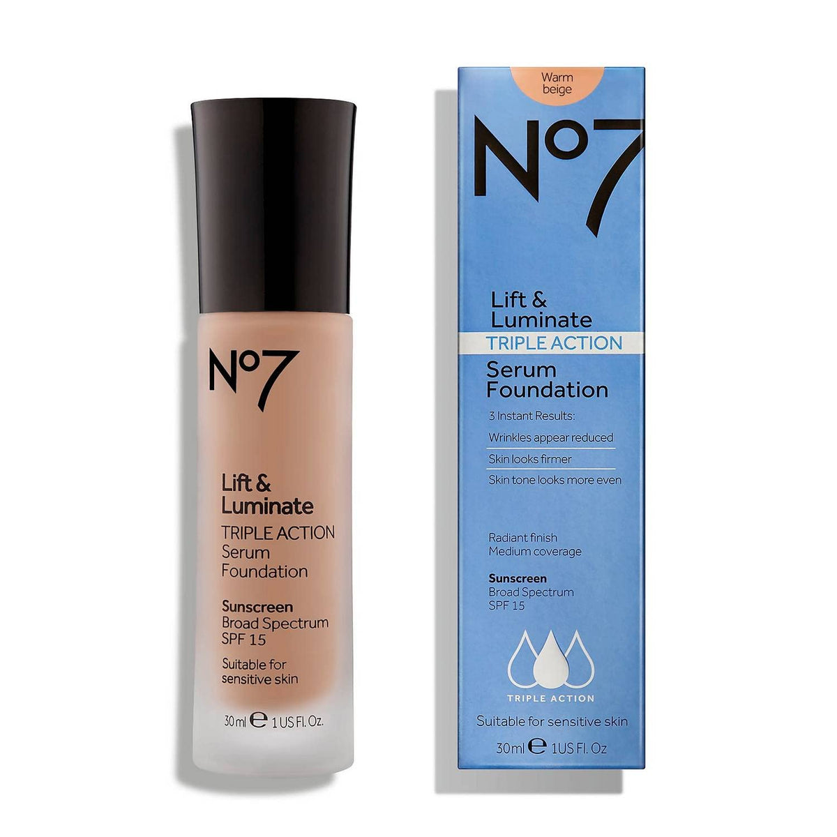 Packaging image of JoJo Siwa No7 Lift and Luminate Warm Beige box