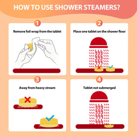 JoJowell shower steamer dissolves on shower floor releasing aromatherapy.