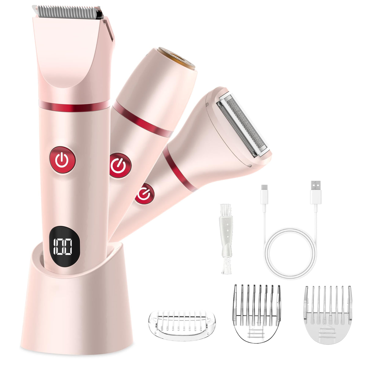 JOLALIA bikini trimmer with 3-in-1 heads for versatile grooming.