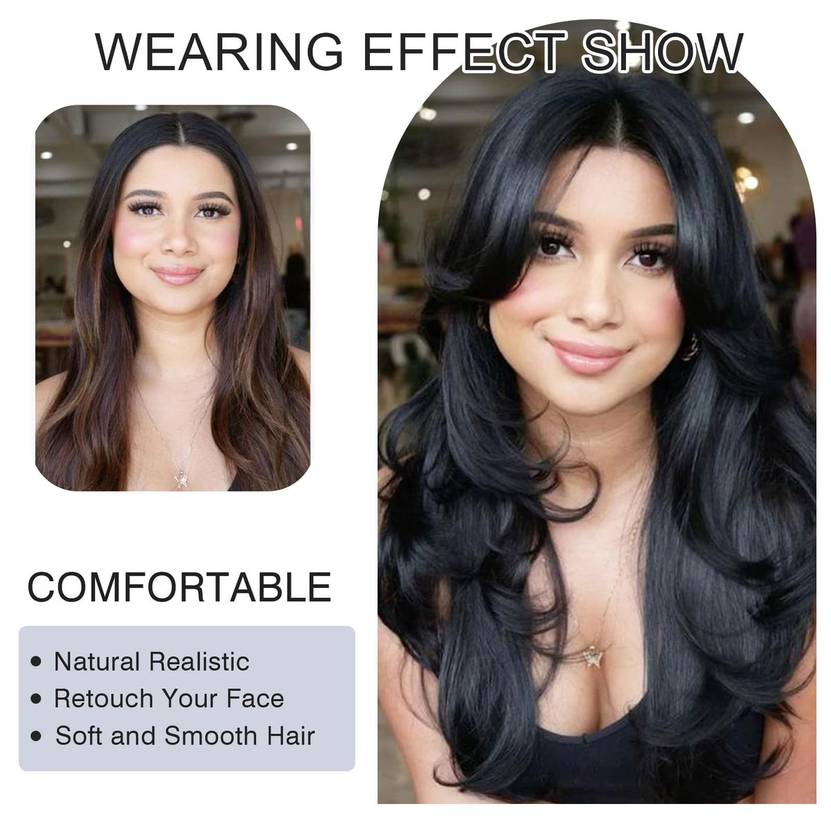 Jolelyne long wavy ombre wig full length display for daily wear