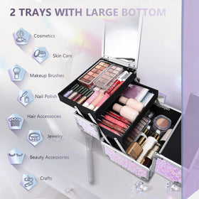 Joligrace bi-level tray design for easy access during routine makeup.