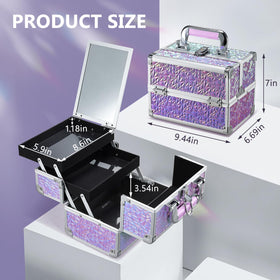 Joligrace locking cosmetic box with keys ensuring secure storage during travel.