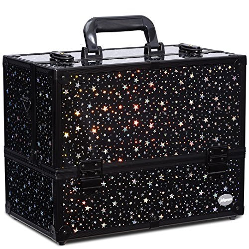 Joligrace makeup case with six trays, maximizing storage for cosmetics.
