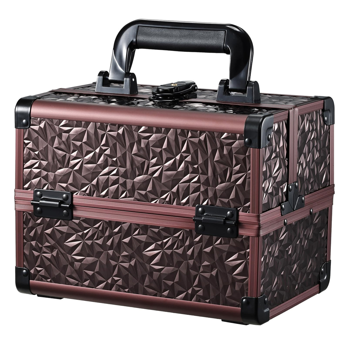 Joligrace makeup train case in dark brown with a durable exterior for travel