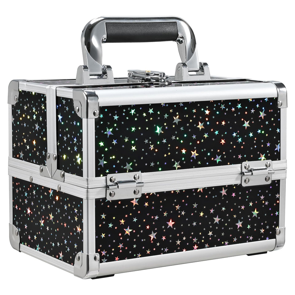Joligrace makeup train case front view with mirror for on the go organization