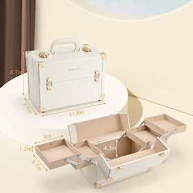 Joligrace makeup train case dimensions 11.8 by 8.7 by 7.1 inches for travel.