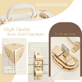 Joligrace makeup train case lock and padded handle enable secure travel.