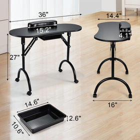 Joligrace manicure table collapsible legs create a compact travel ready workstation