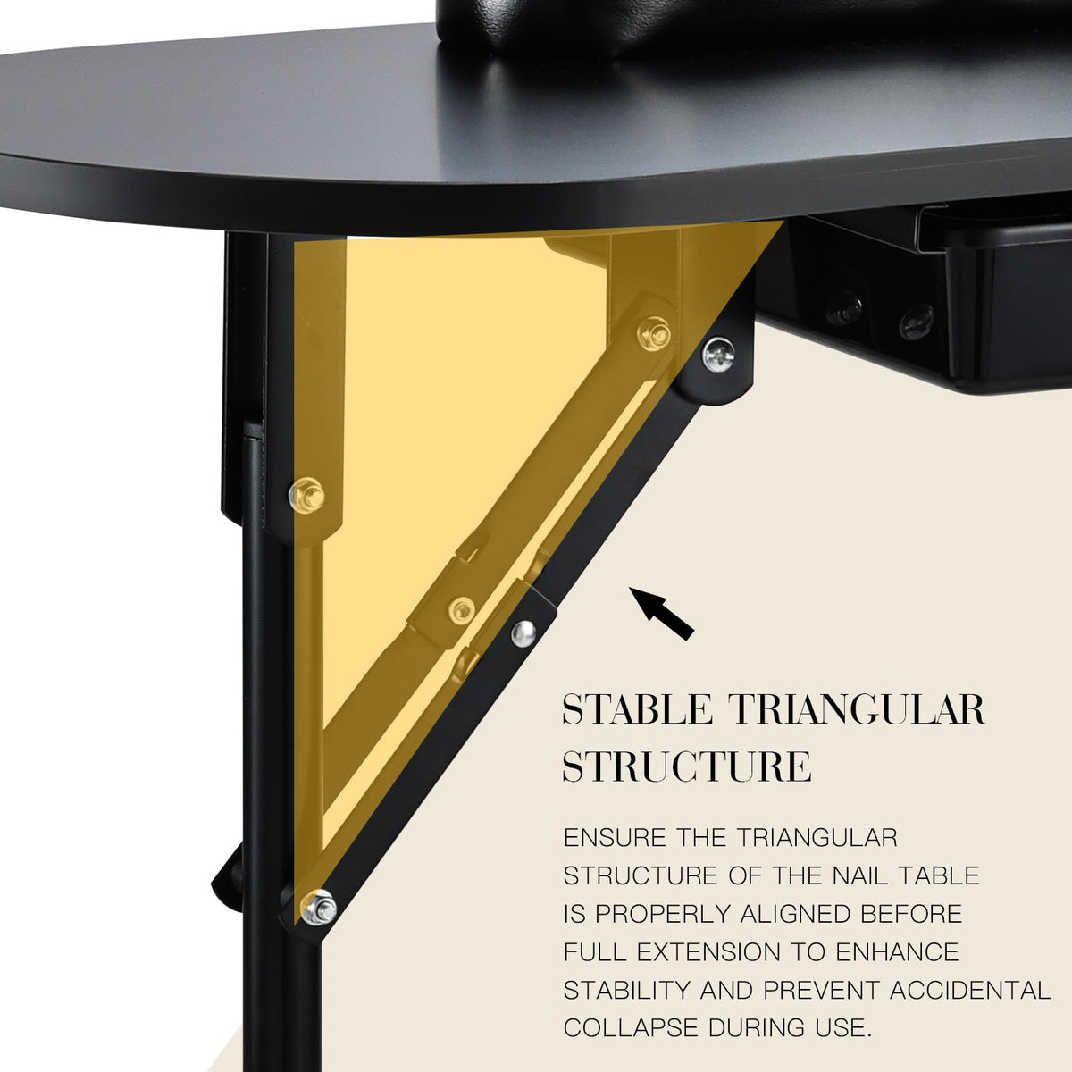 Joligrace manicure table spacious drawer keeps tools organized for busy days