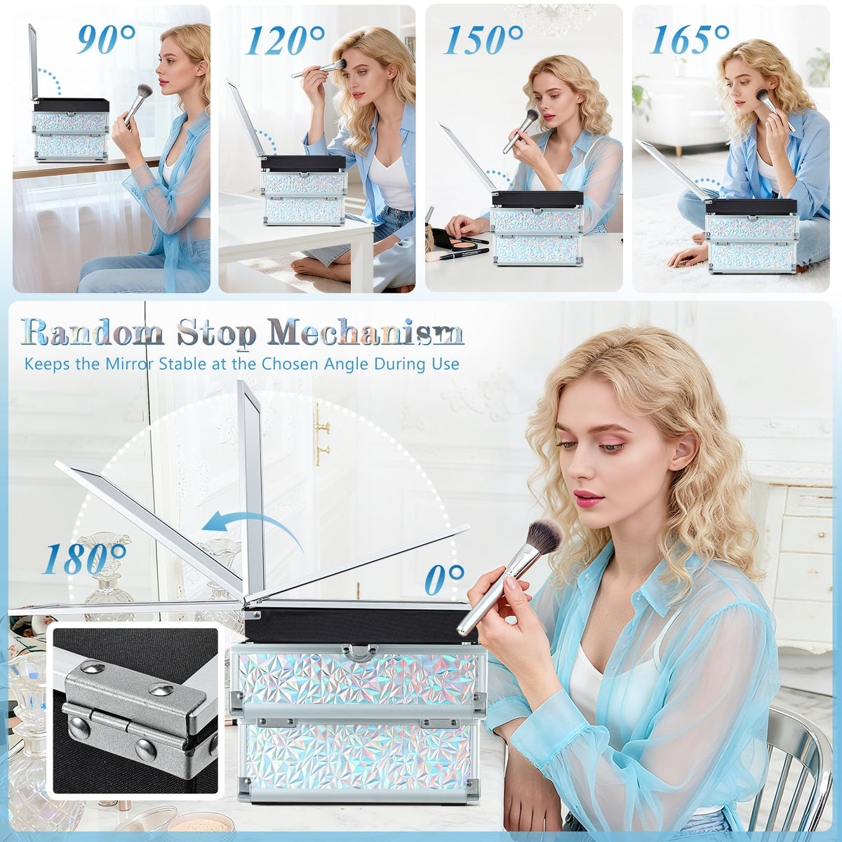 Joligrace mirror with 180-degree adjustability for flexible viewing
